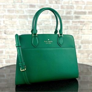 KATE SPADE MADISON LEATHER MEDIUM SATCHEL CROSSBODY SHOULDER BAG PURSE $429 Jade